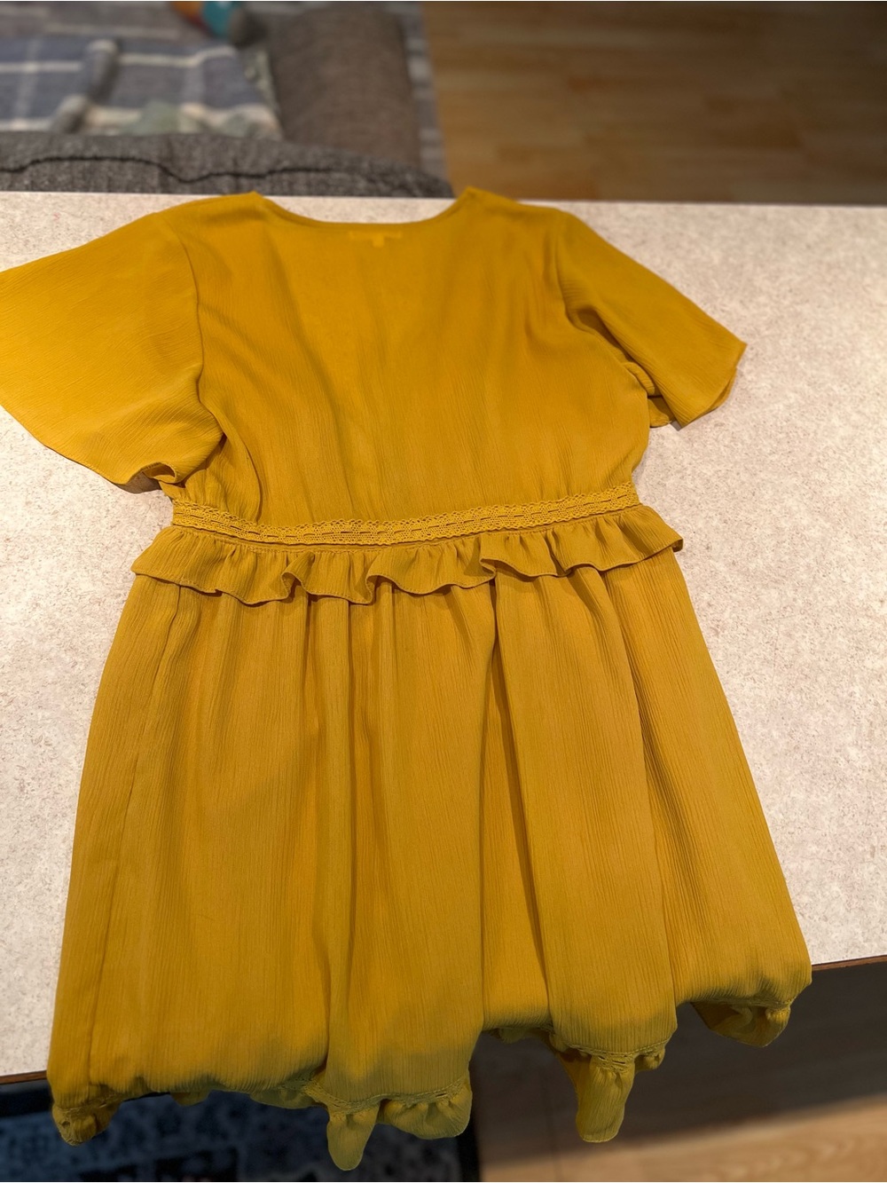 Mustard Ruffle Front-Tie - Picture 5 of 5